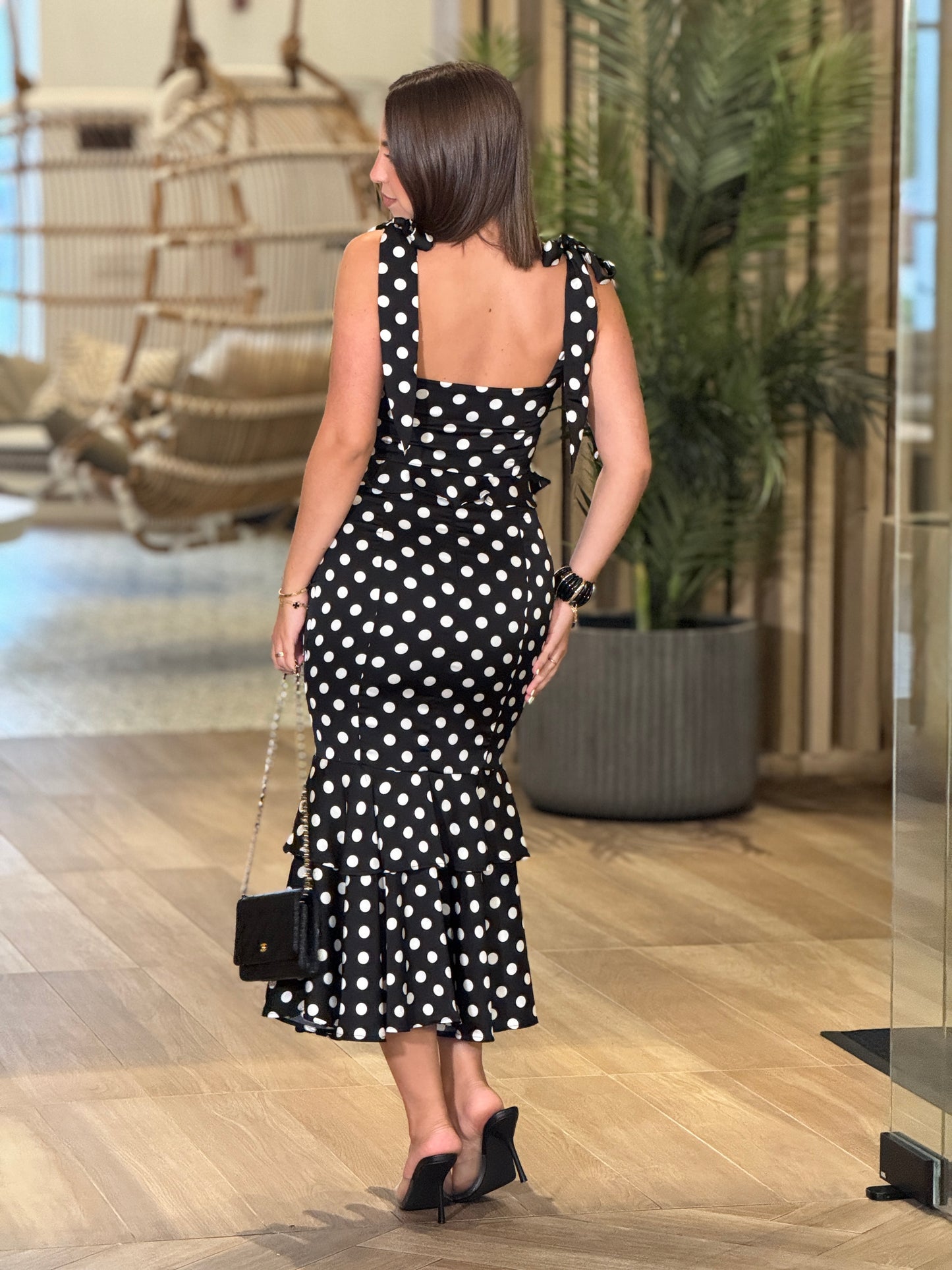 Amable Black Polka Dots Skirt Set