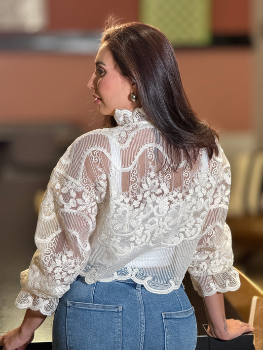 Manuela Beige Embroidery Shirt