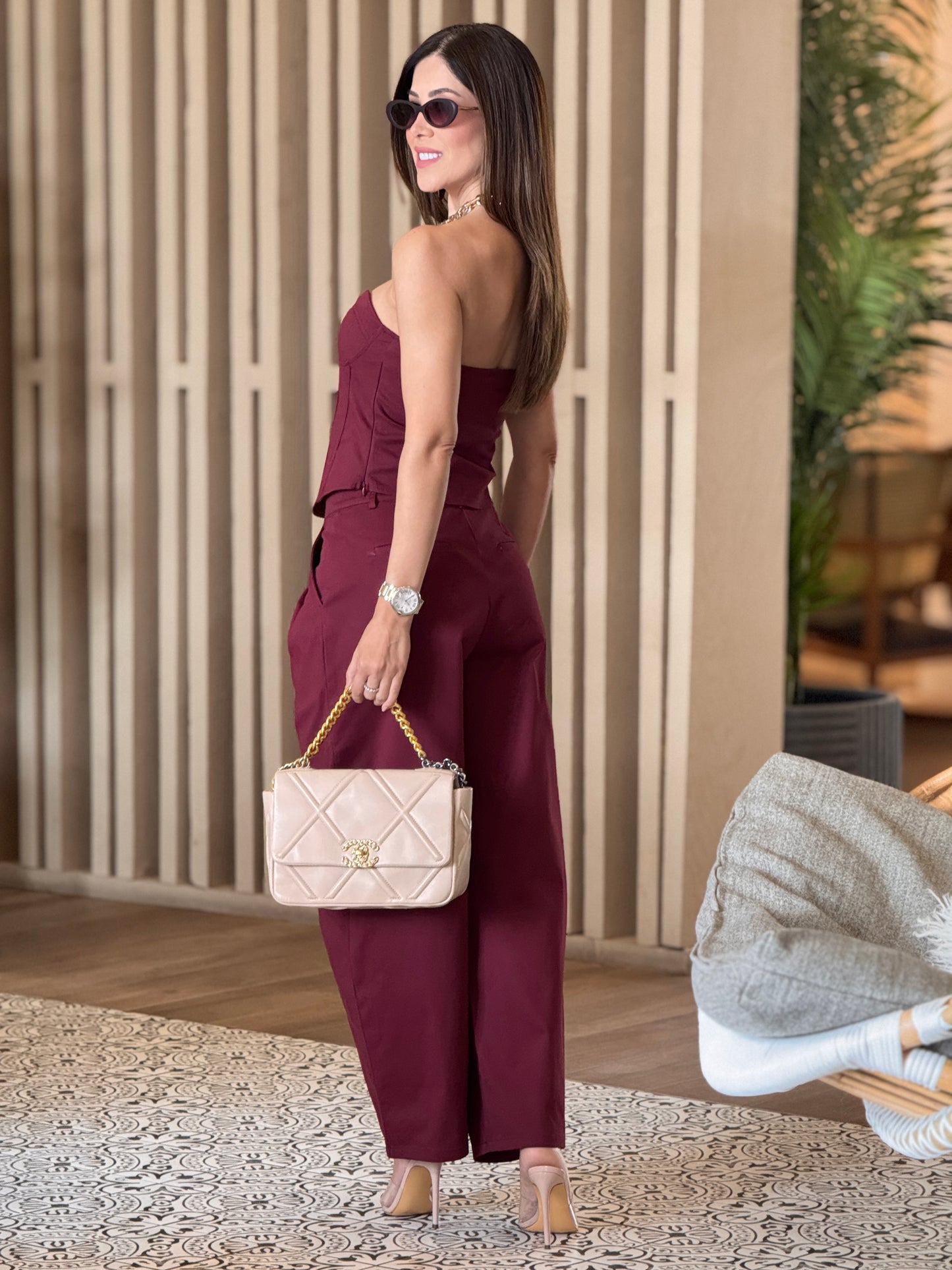 Kelsi Burgundy Strapless Set