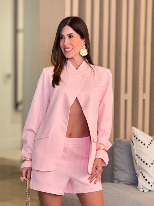 Gaia Pink Skirt Blazer Set