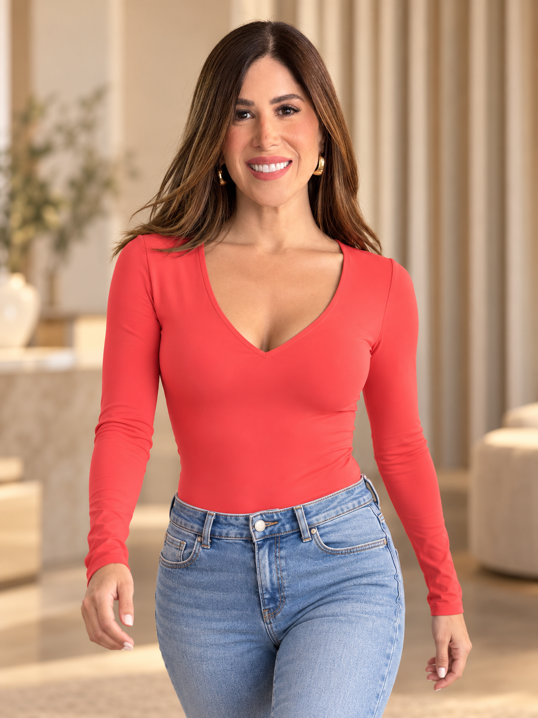 Dyna Coral V Neck 987 Bodysuit