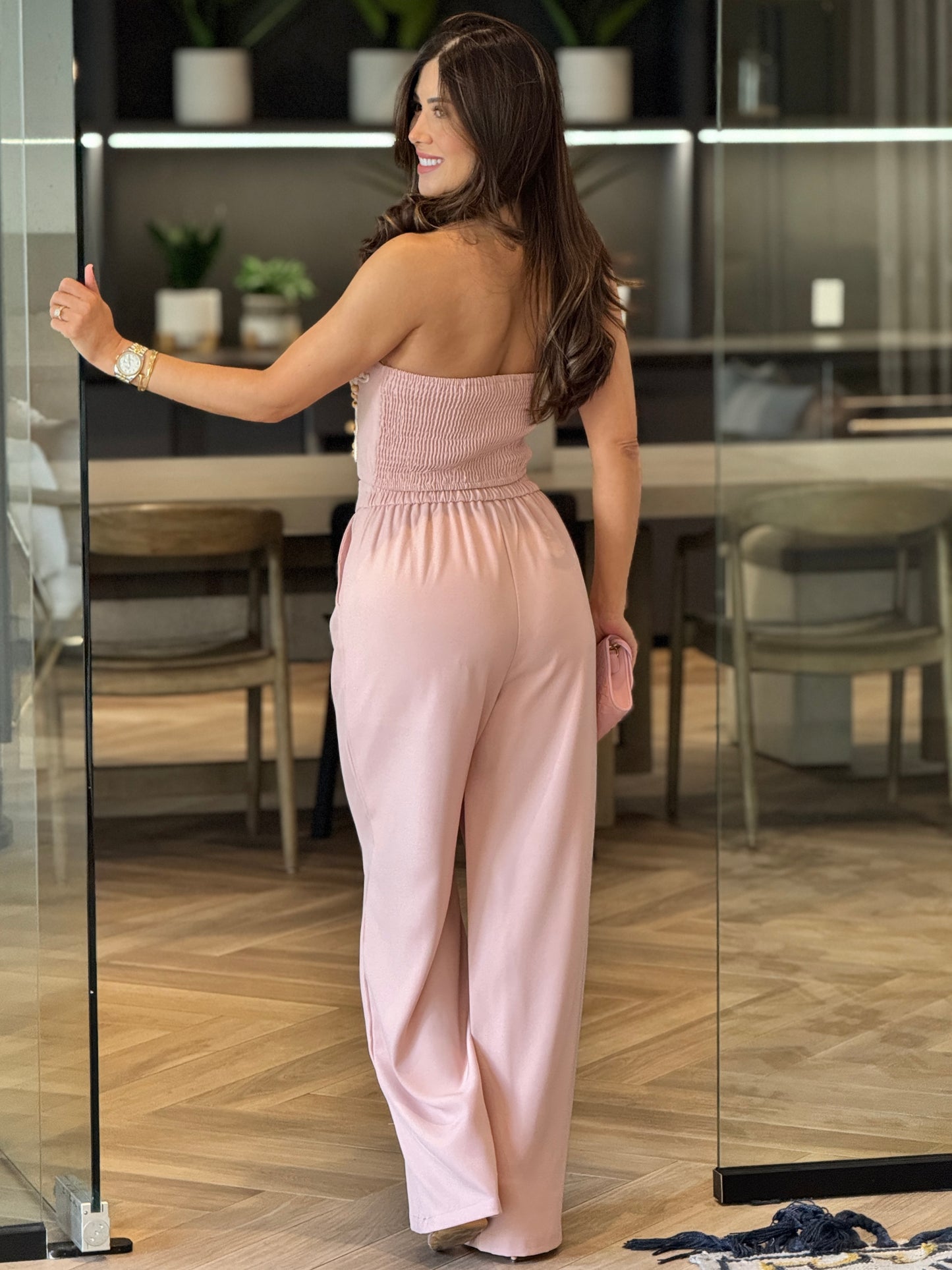 Karen Pink Beads Corset Set