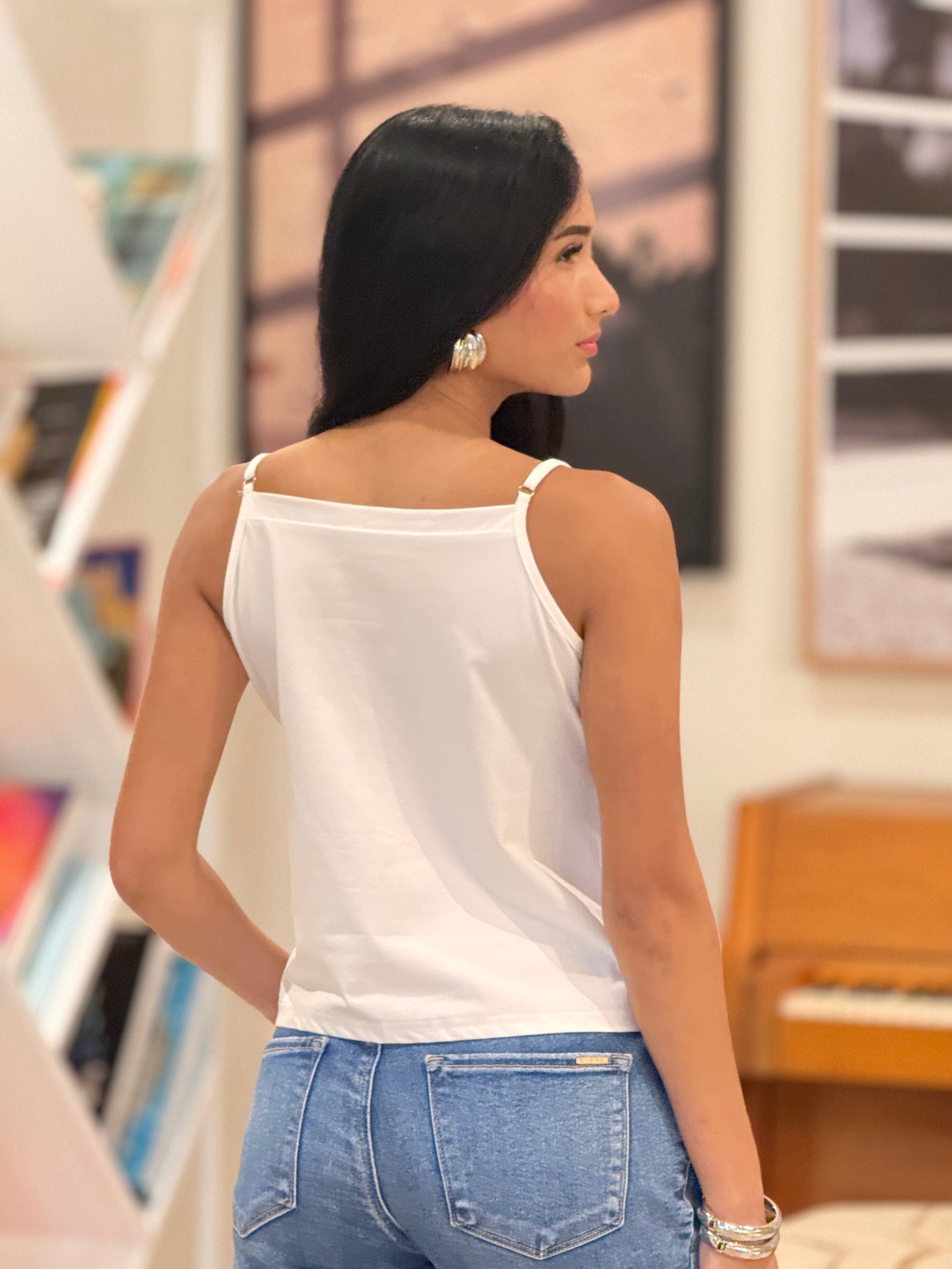 Napo White/Gold Studs Halter Top