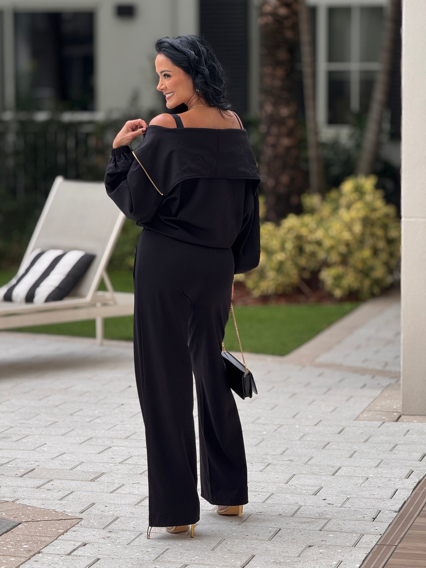 Rivera Black/Gold Zipper Sport Set