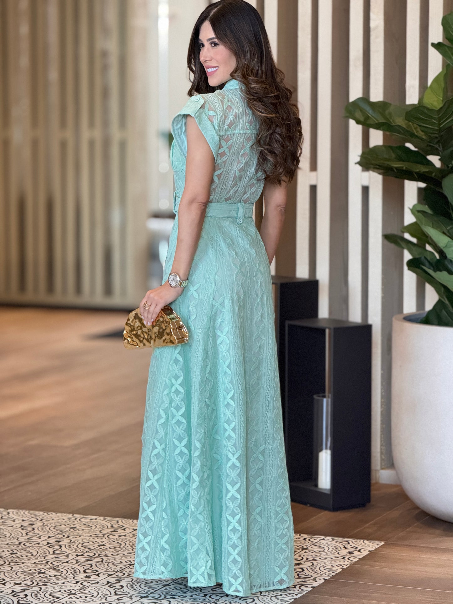 Coty Mint Clovers Print Dress