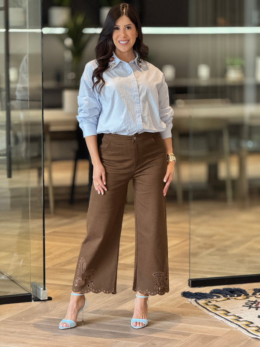 Naples Brown Embroidery Jeans