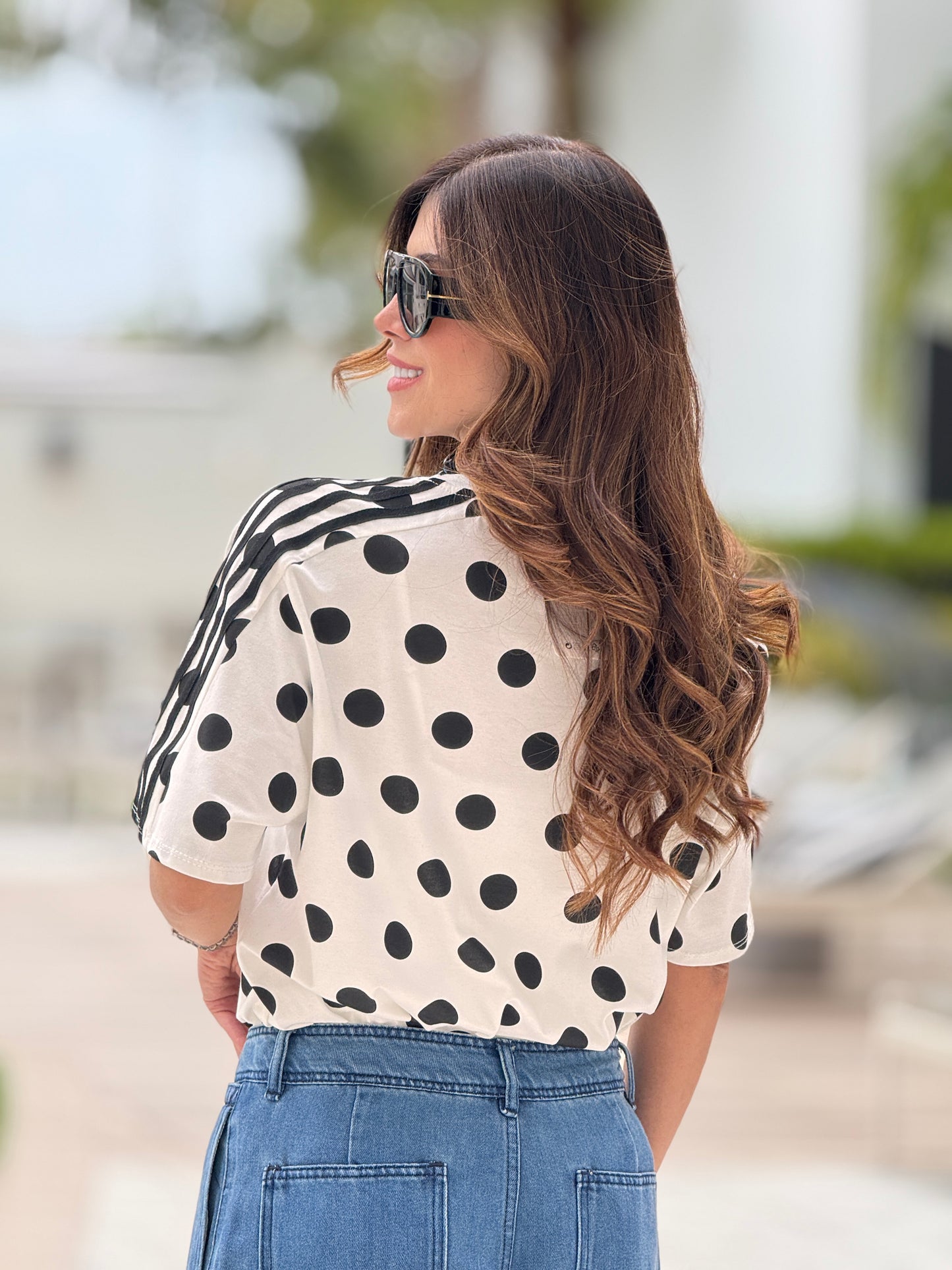 Addie White/Black Polka Dots T-Shirt