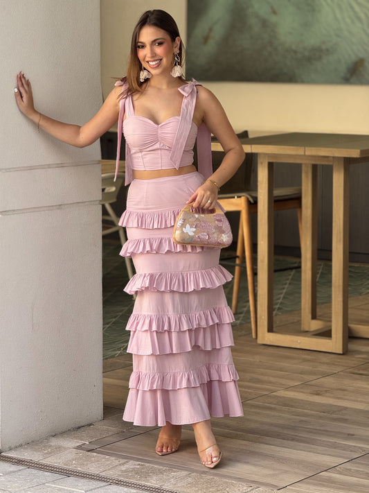 Amable Lilac Ruffle Skirt Set