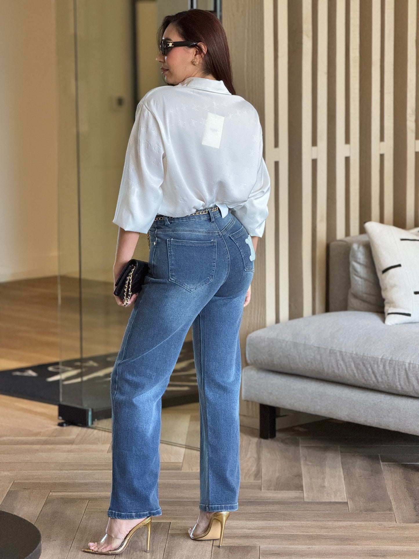 Celi White Satin Shirt