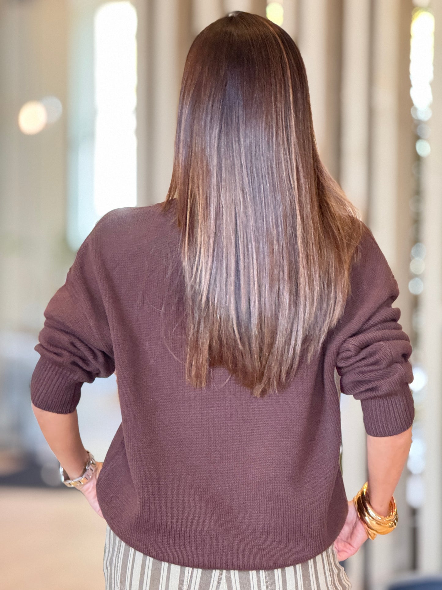 Mine Bear Brown Bow Sweater Top