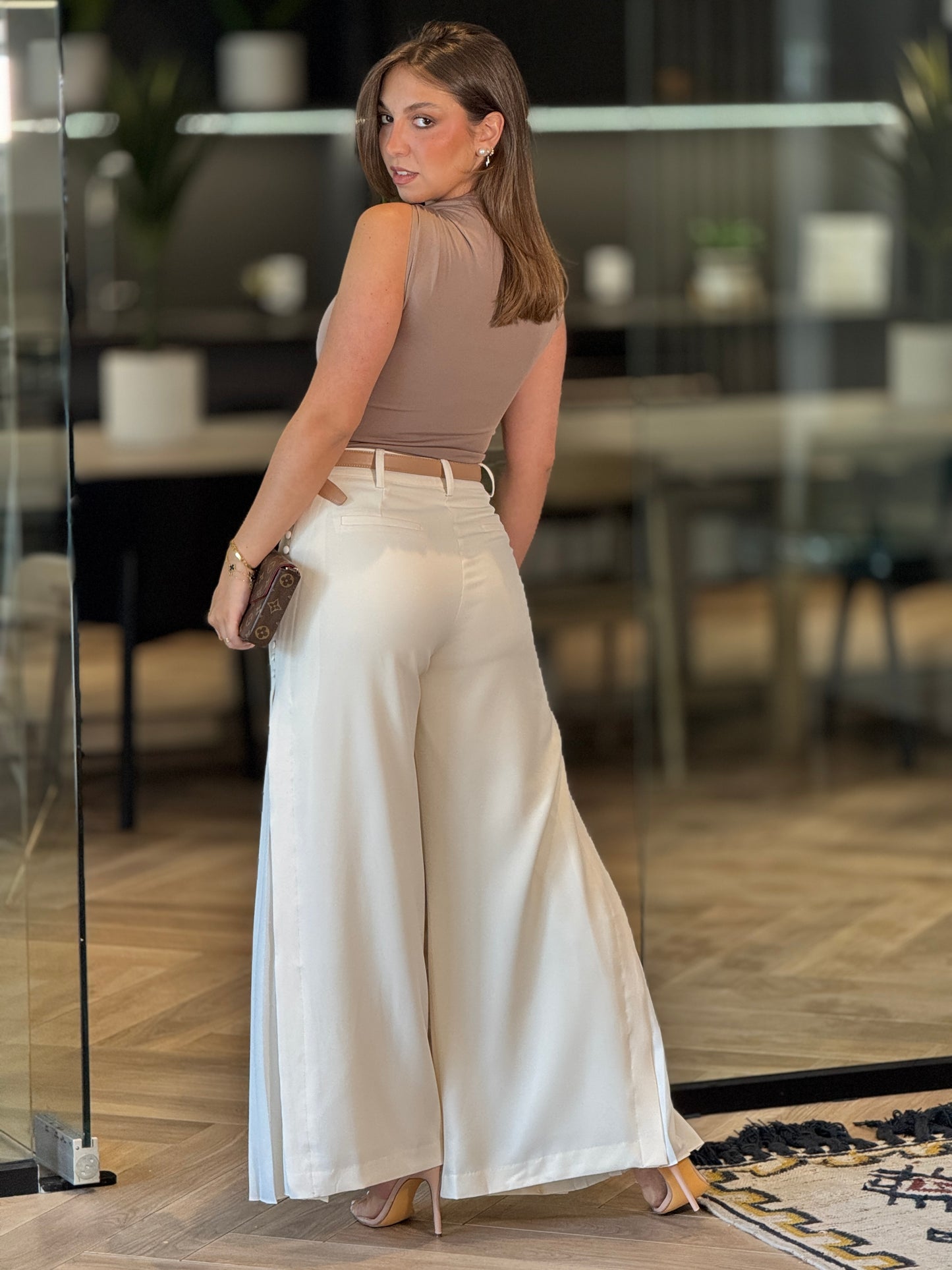 Editte Brown/Gold Satin Top