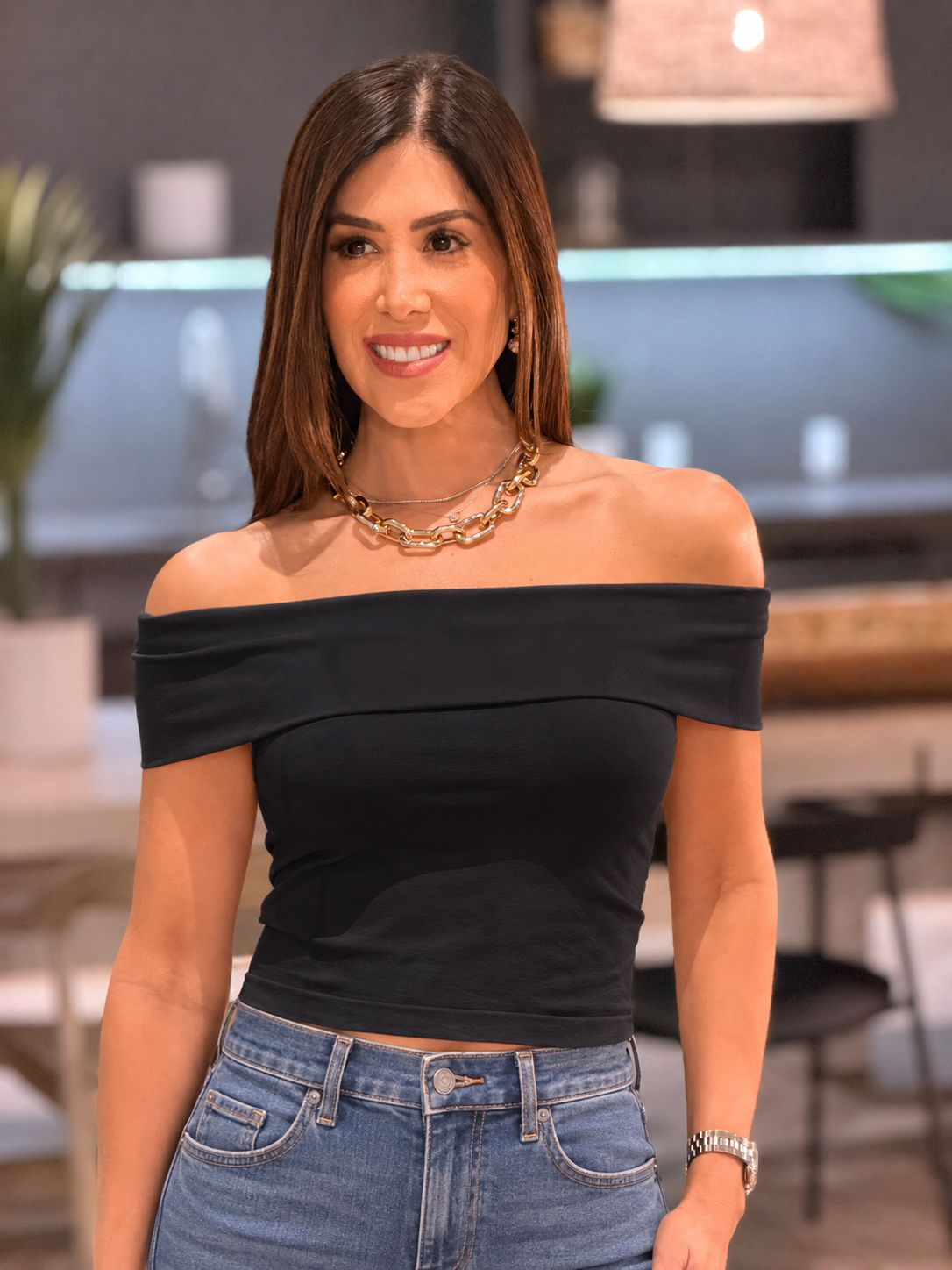 Dyna Black Off Shoulder Basic Top