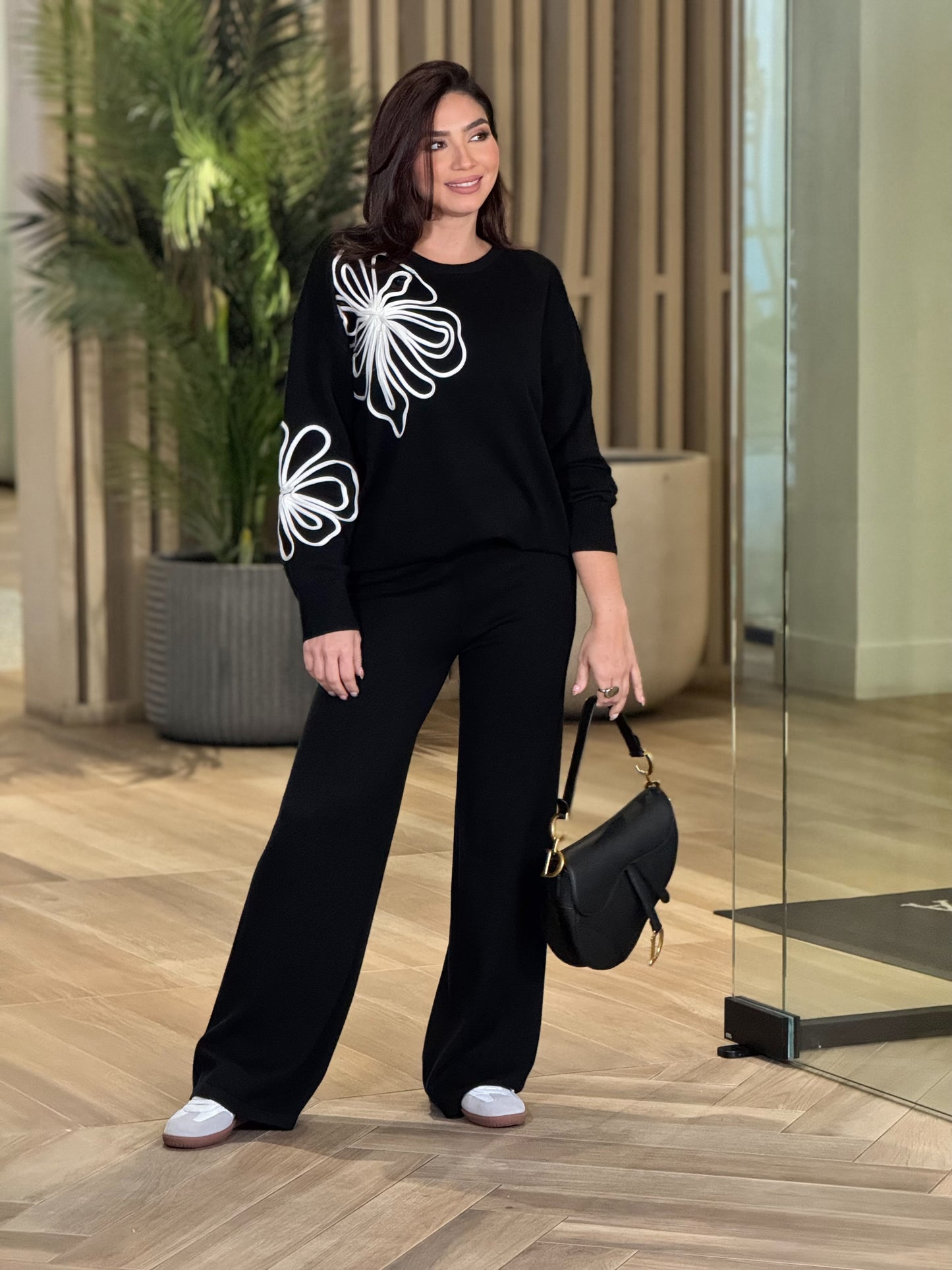 Madison Flower Black Knitted Sport Set