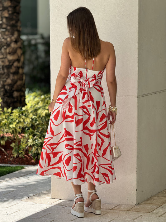 Luxxie Orange/White Print Dress