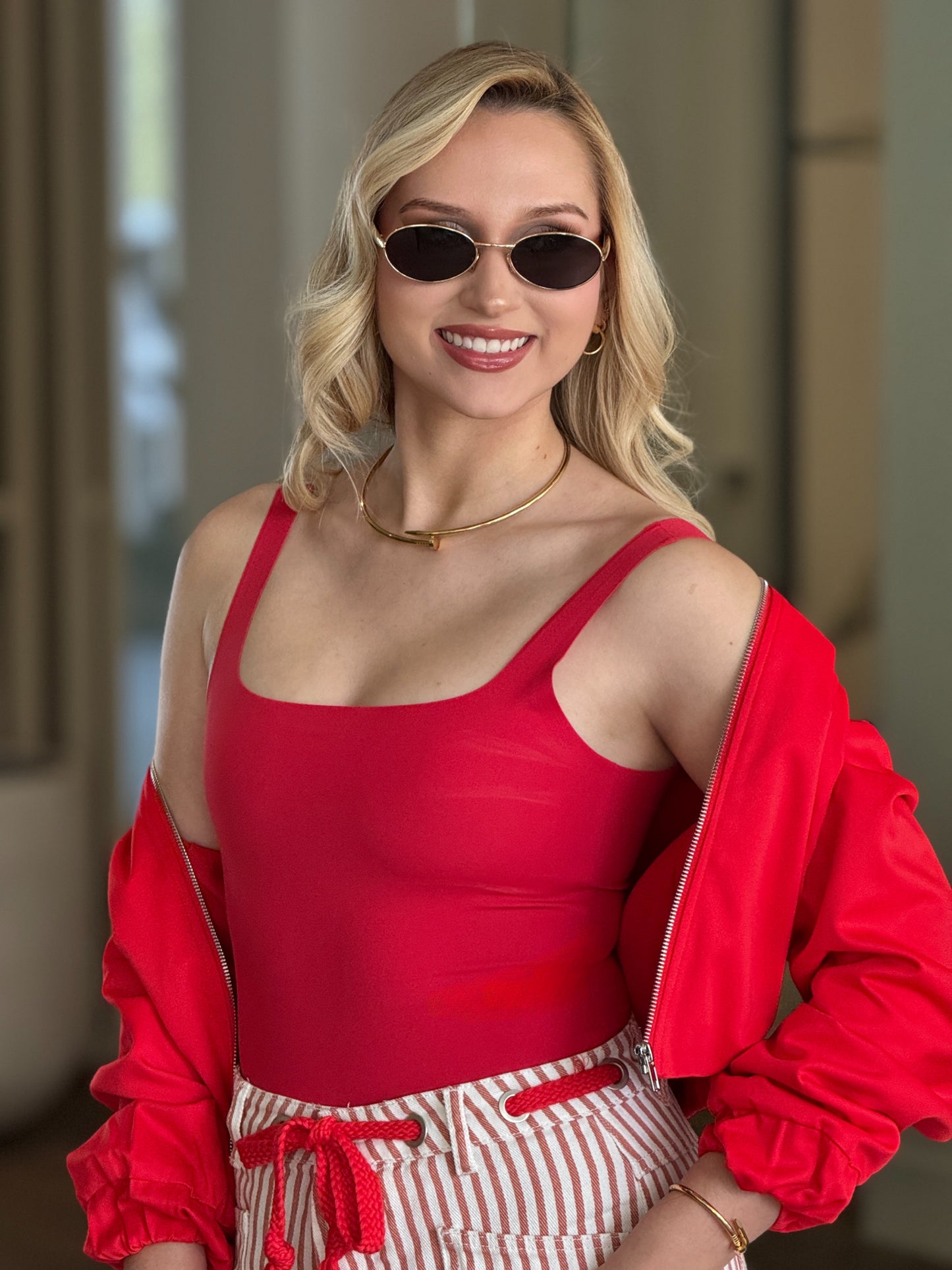 Basic Red Bodysuit Top