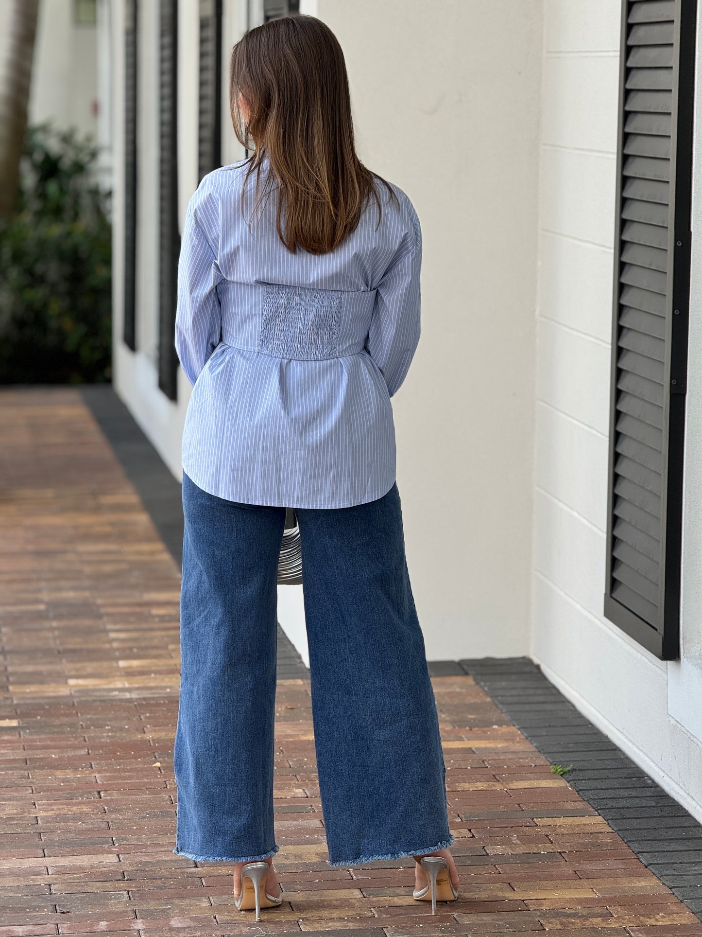 Alessia Blue Lines Corset+Shirt Top