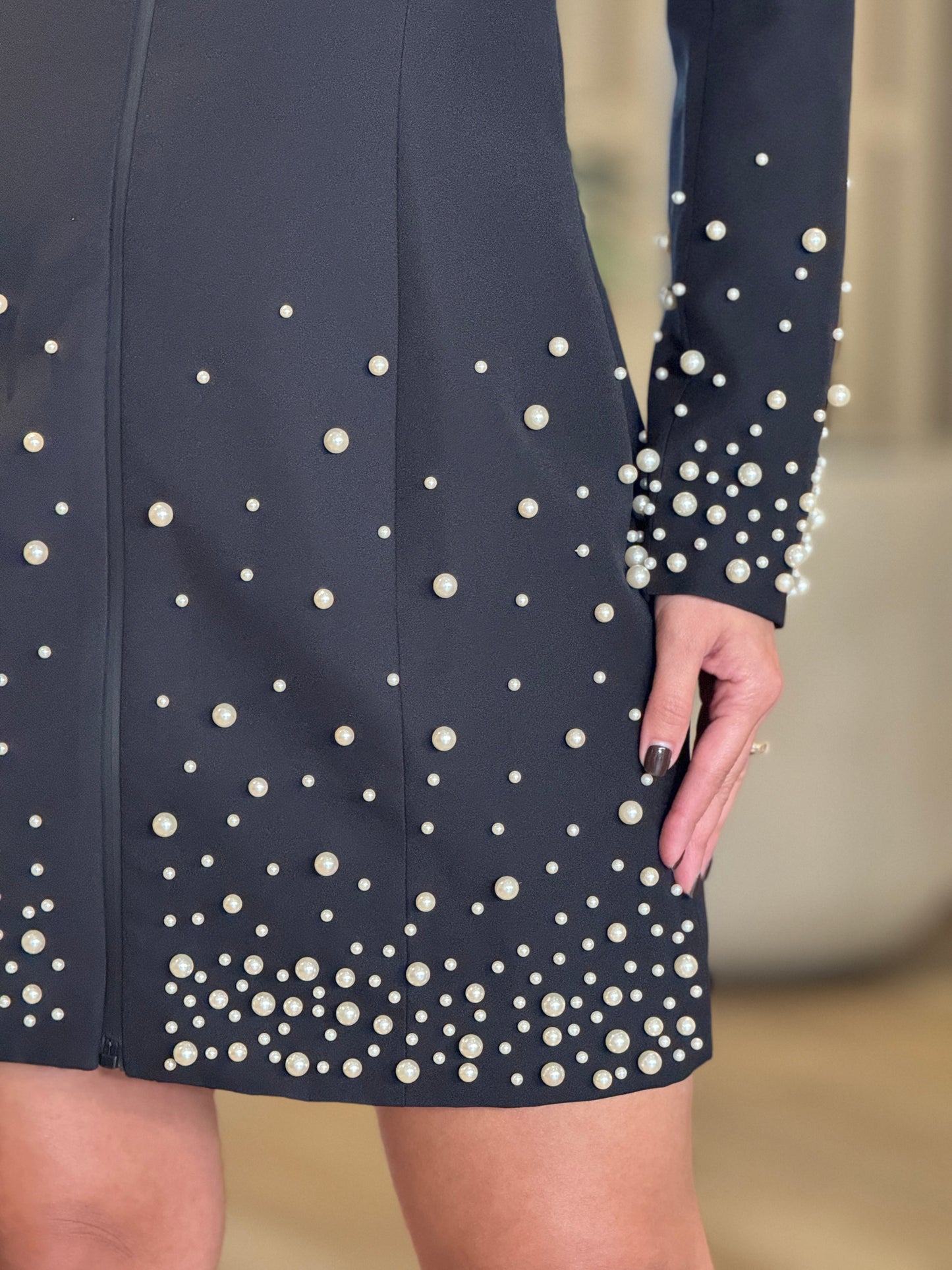 Rivera Black Pearls Dress Gala