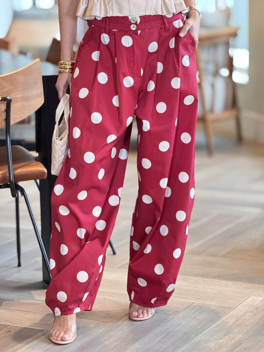 Italy Red/White Polka Dots Joggers