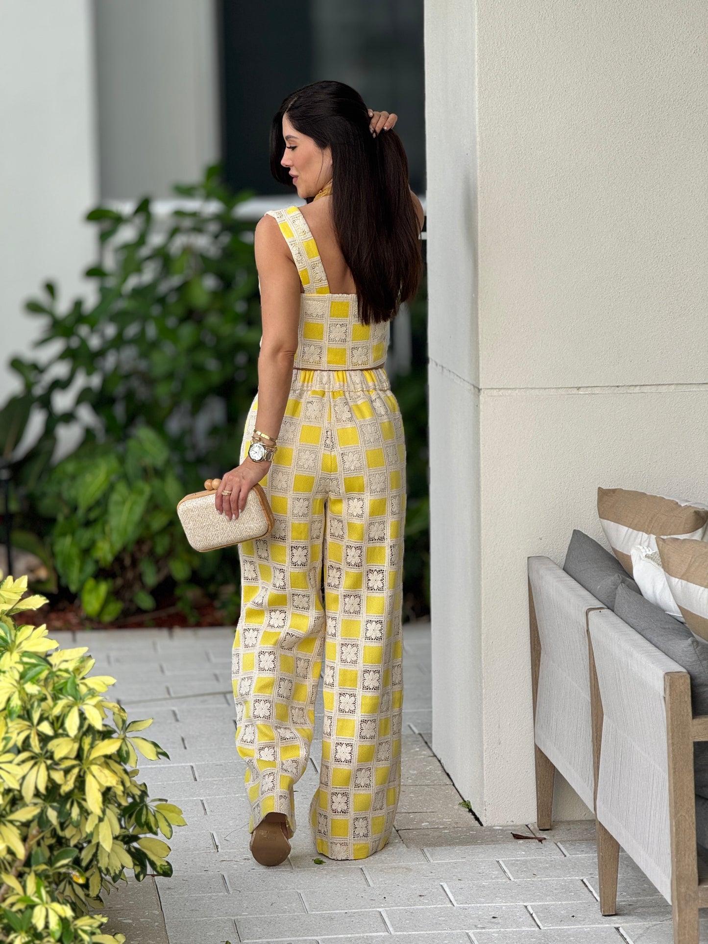 Steph Yellow Checkers Set