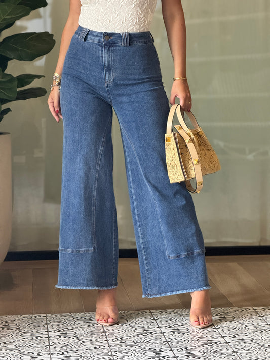 Mustard Denim Wide Jeans