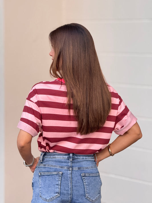 Lobster Amalfi Pink/Burgundy Lines T-Shirt