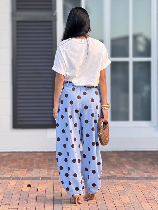 Italy Blue/Brown Polka Dots Joggers