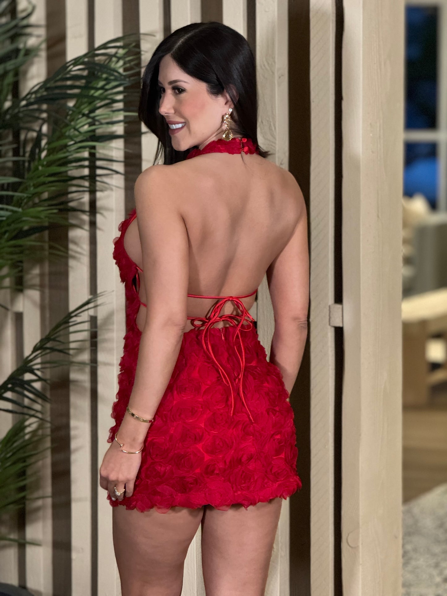 Angelica Red 3D Flower Dress