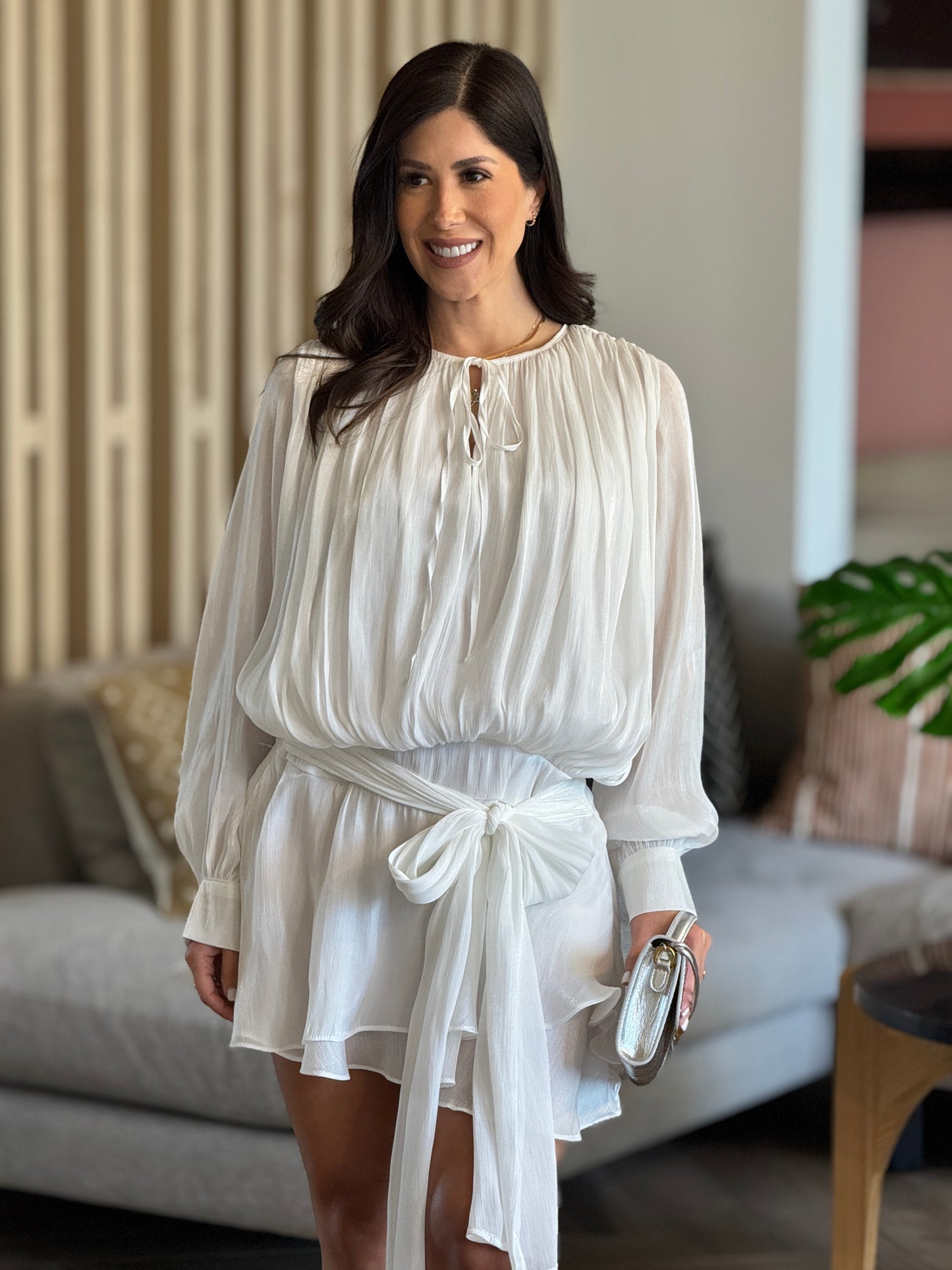 Michelle White Satin Dress