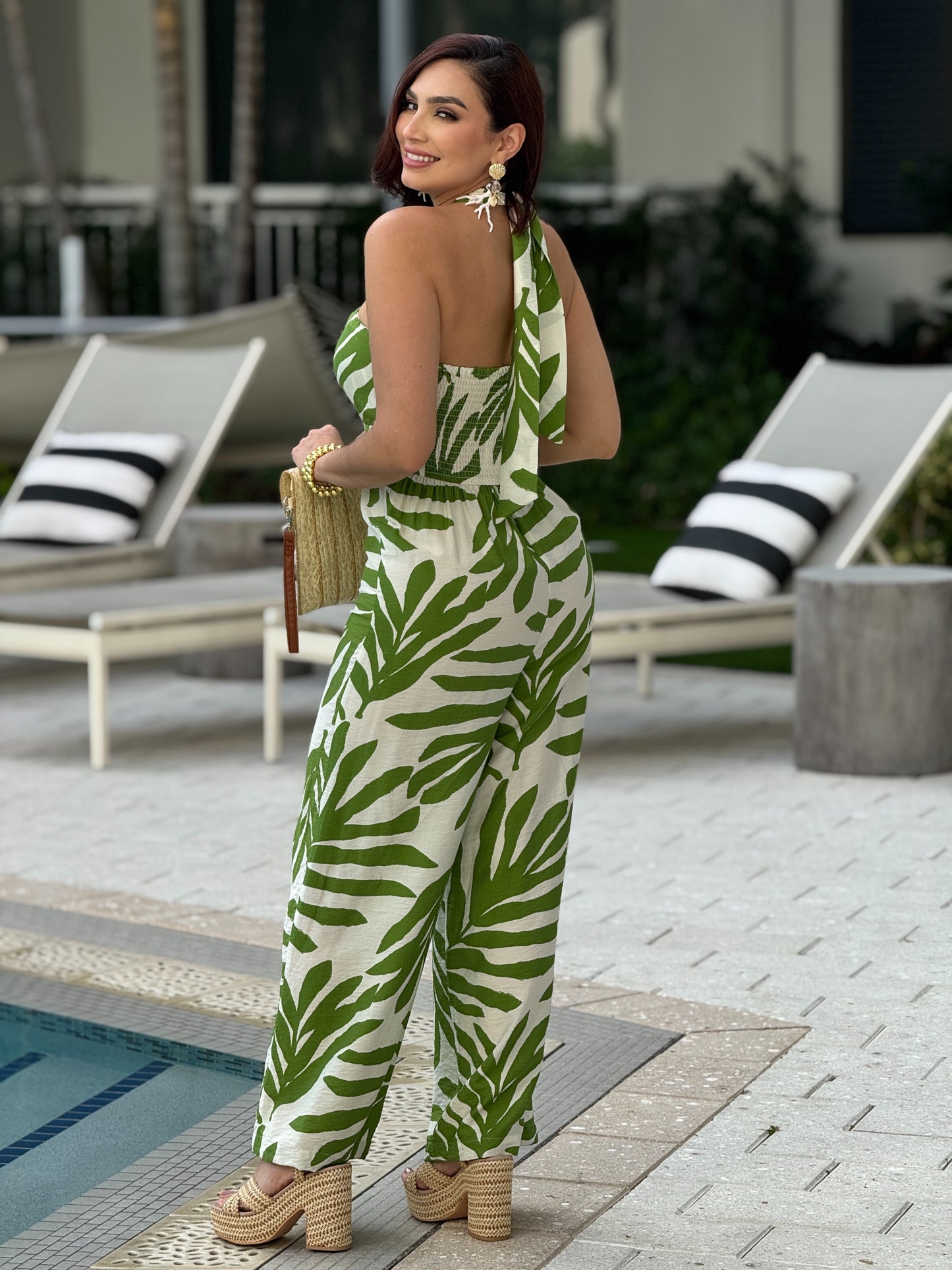 Amira Green Strapless Jumpsuit