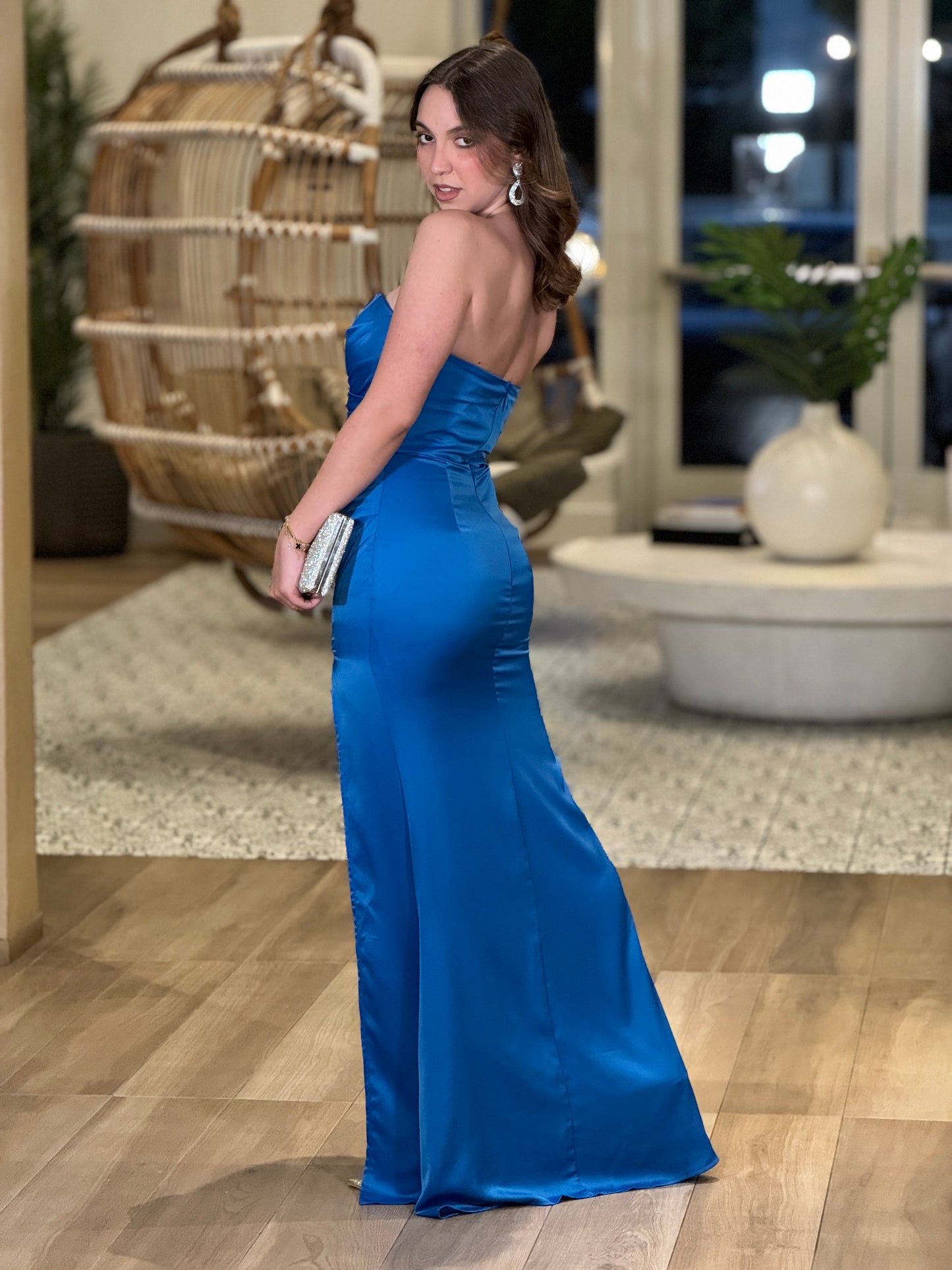Celine Blue Satin Dress Gala