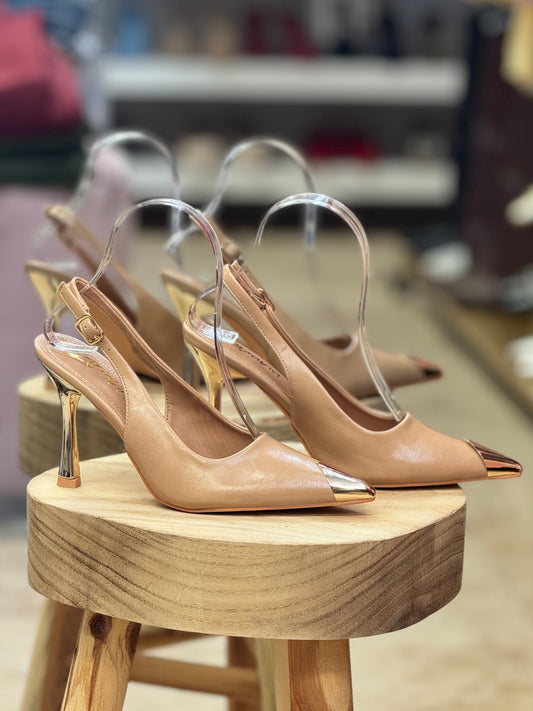 Riven Nude Gold Heels