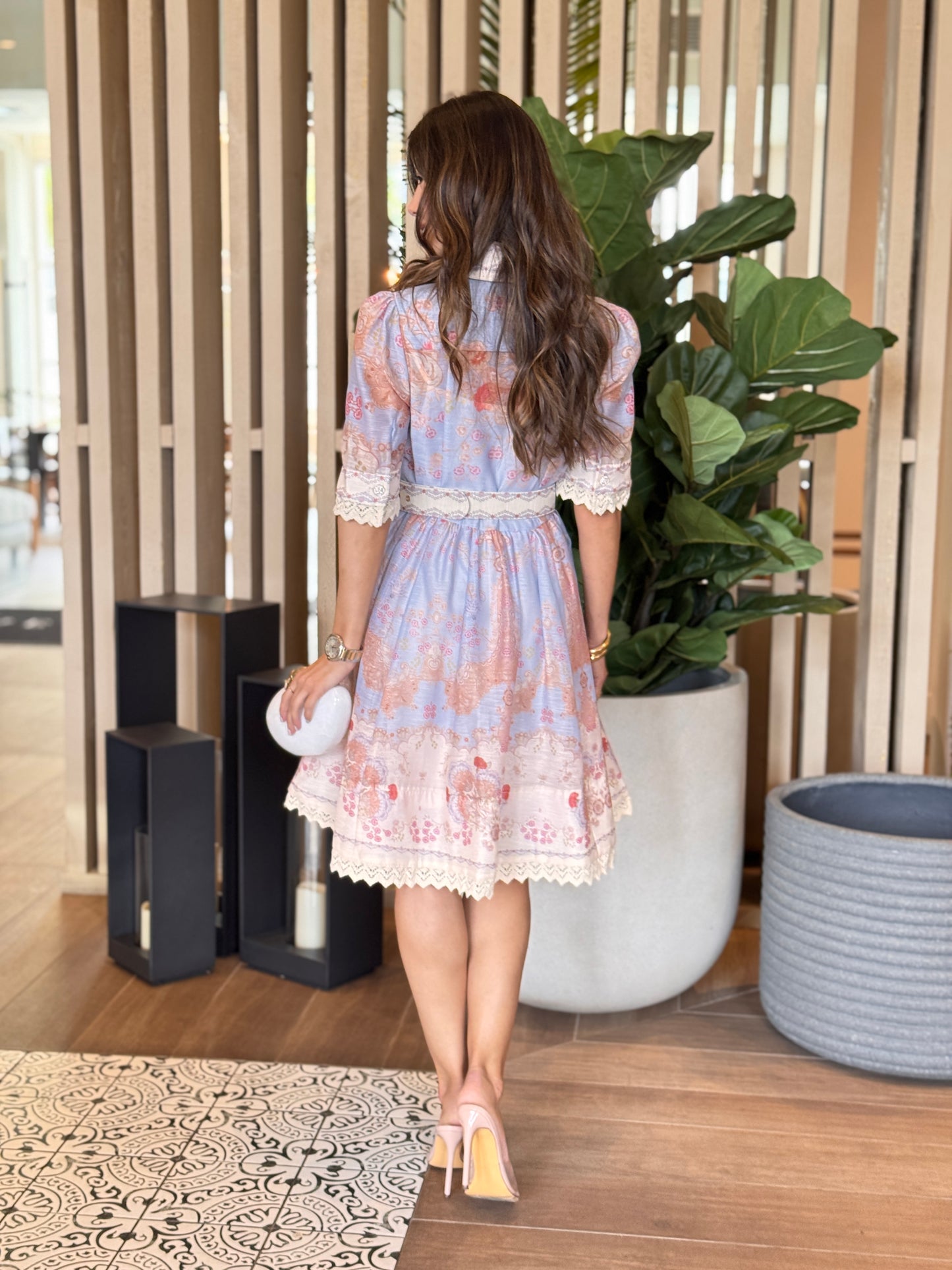 Gardenia Blue Print Sheer Dress
