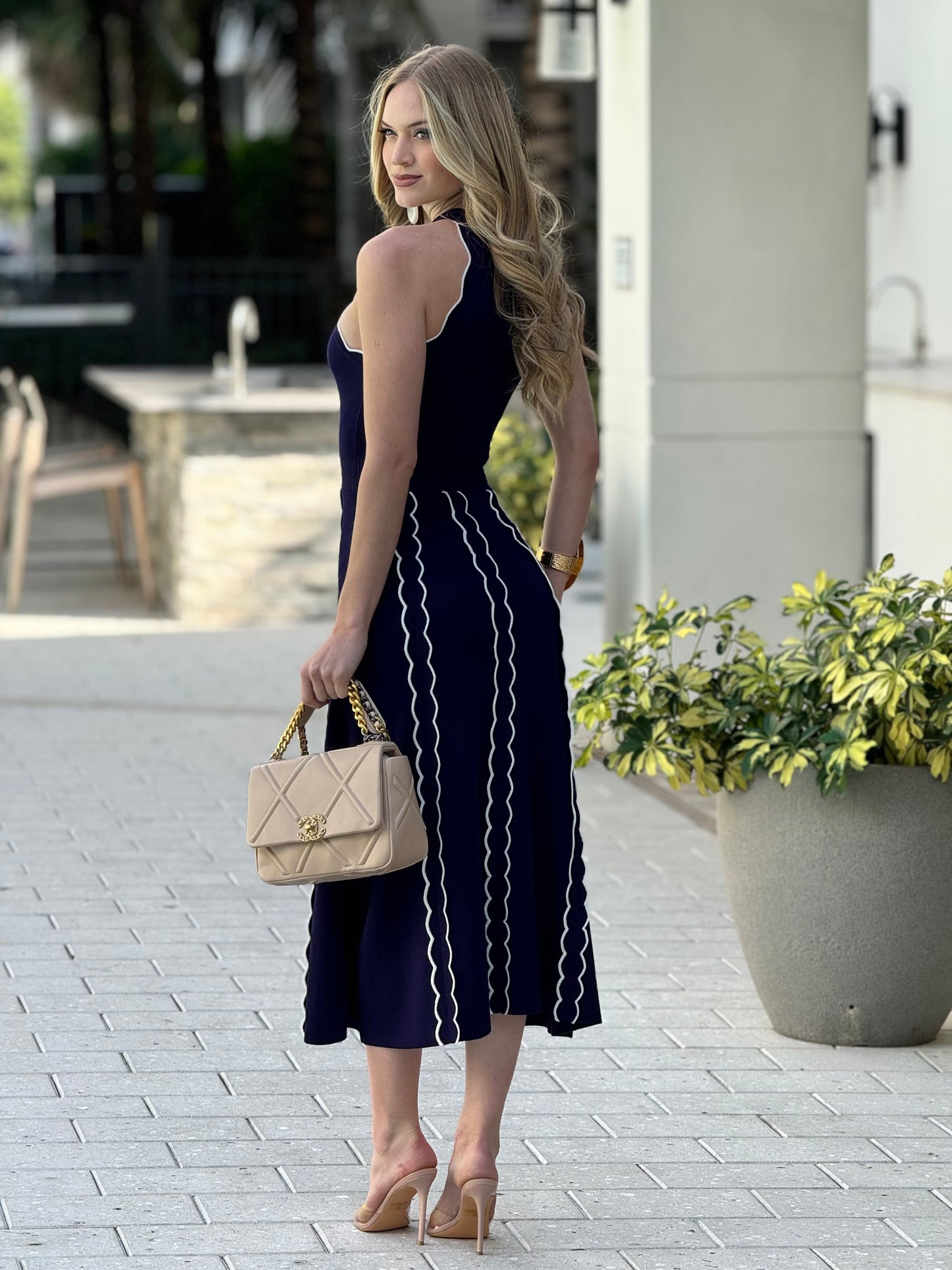 Jealousy Navy Curves Knitted Dress