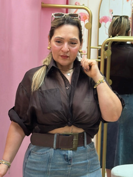 Italian Brown Sheer Blouse