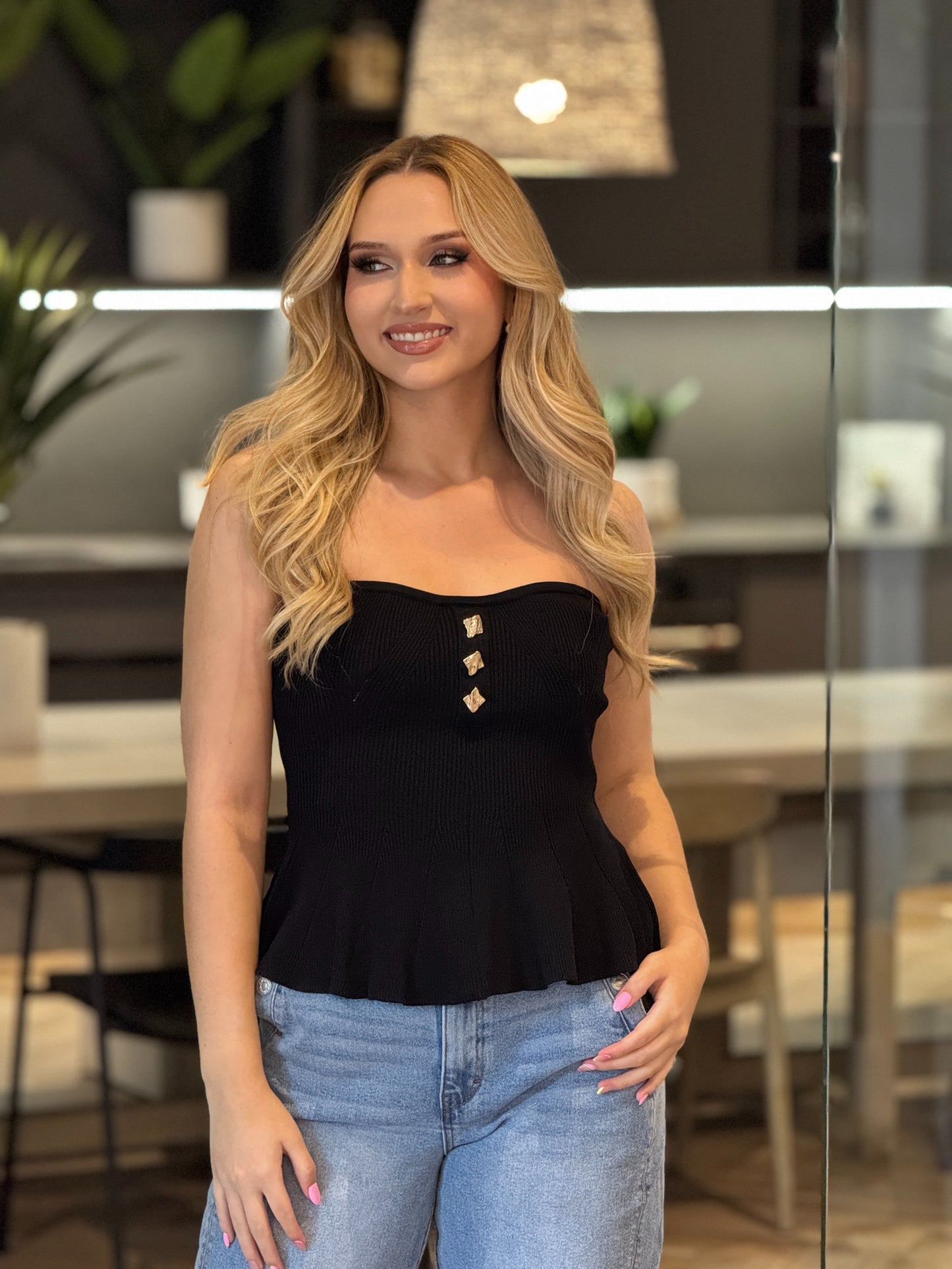 Merry Black Gold Knitted Top