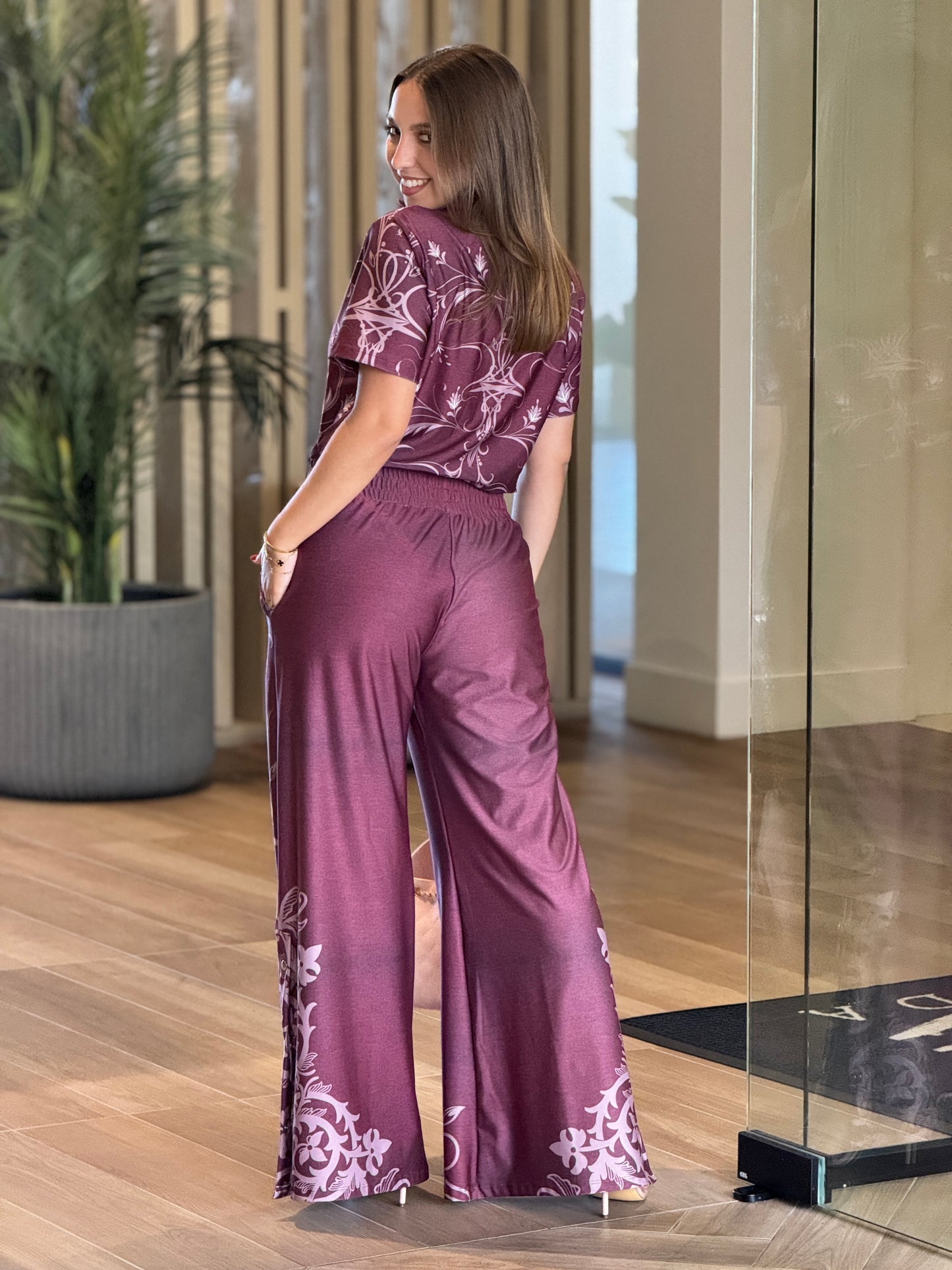 Calipso Collection Burgundy Jumpsuit
