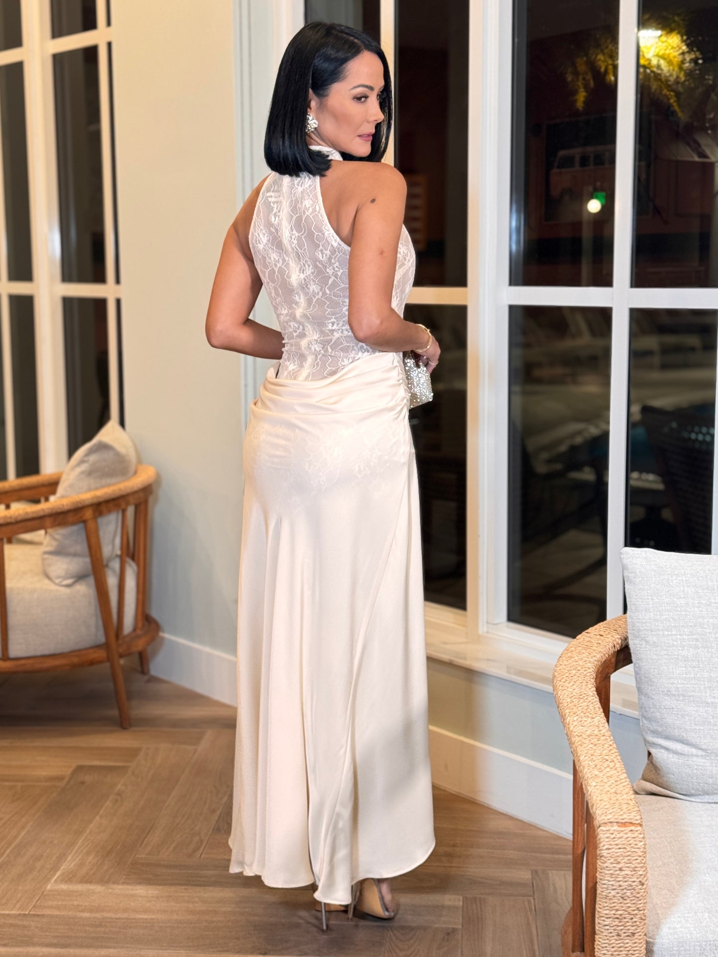Rocio Ivory Lace & Satin Dress Gala