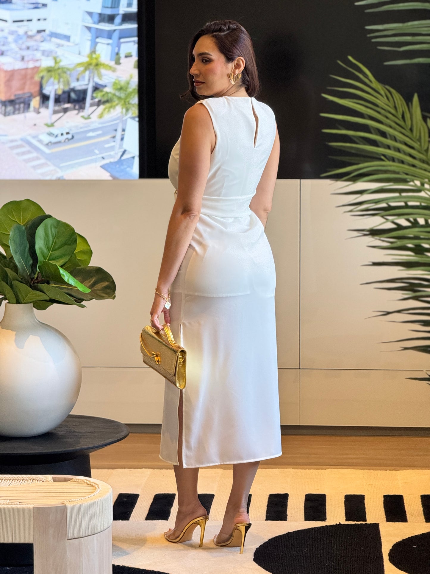 Ina White/Gold Dress Gala