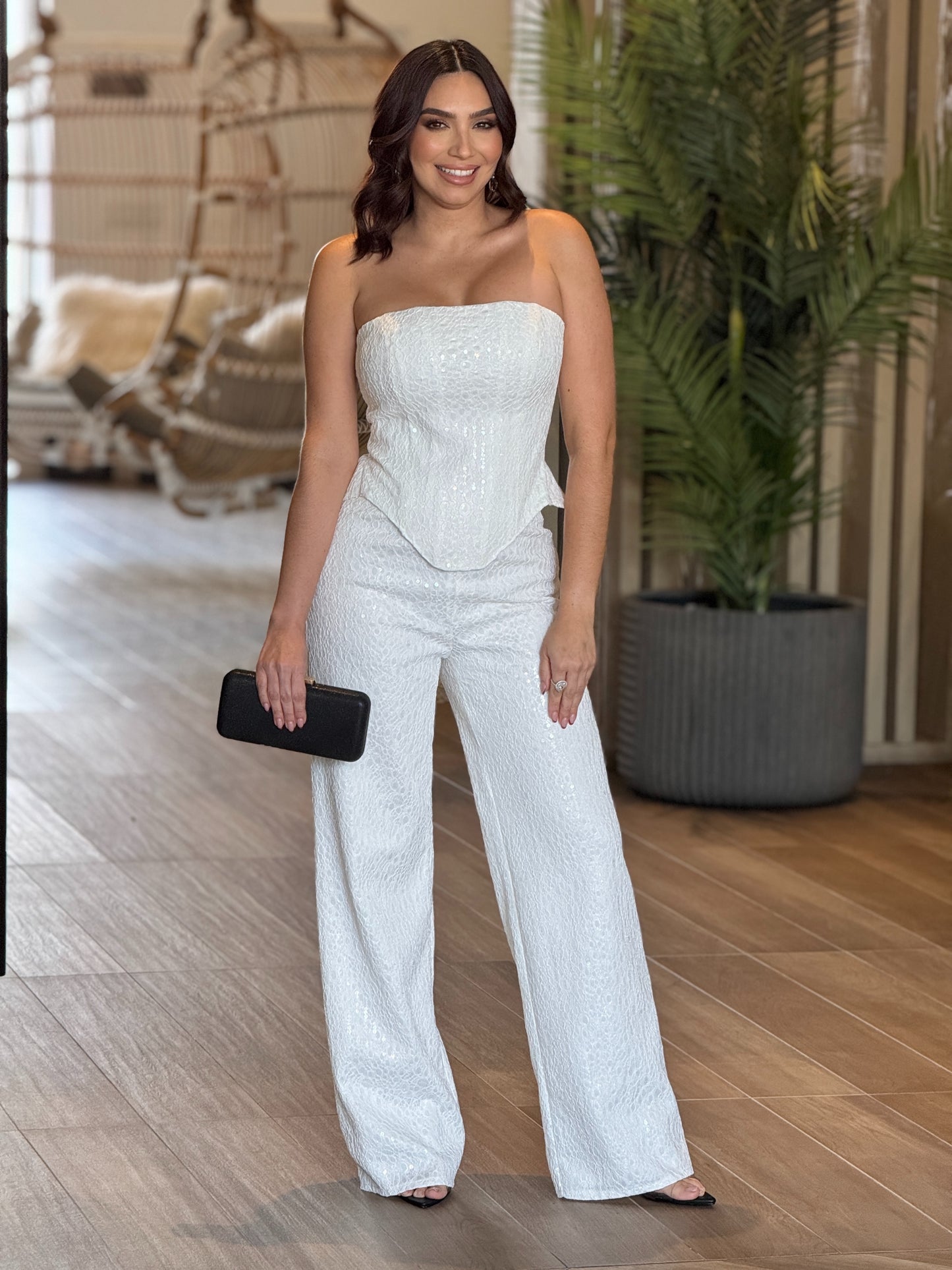 Brianna White Sequin Corset Set