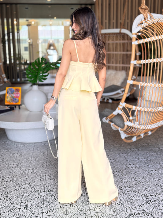 Flying Yellow Peplum Trouser Set