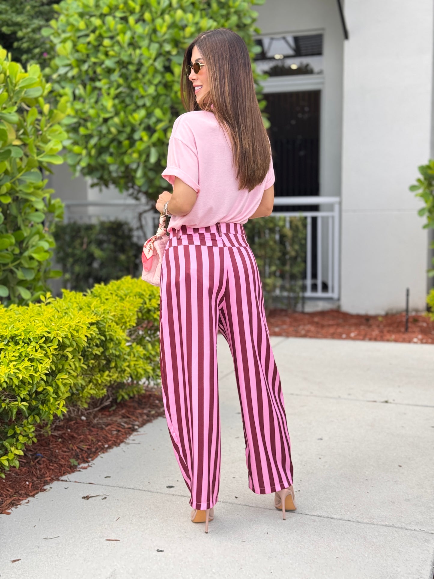 Dazzy Pink/Maroon Lines Pants