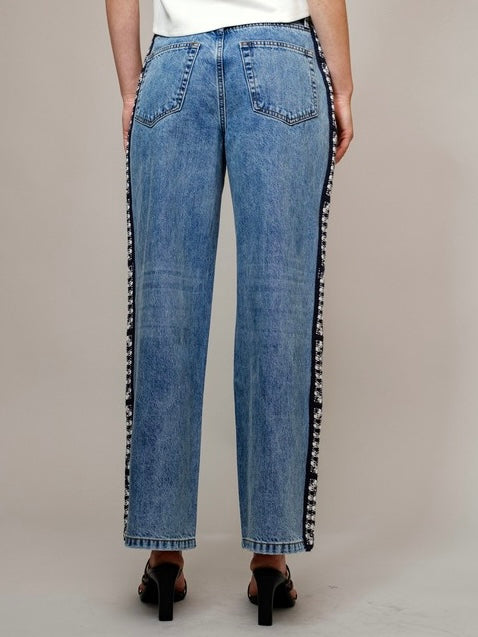Blue Side Crochet Jeans