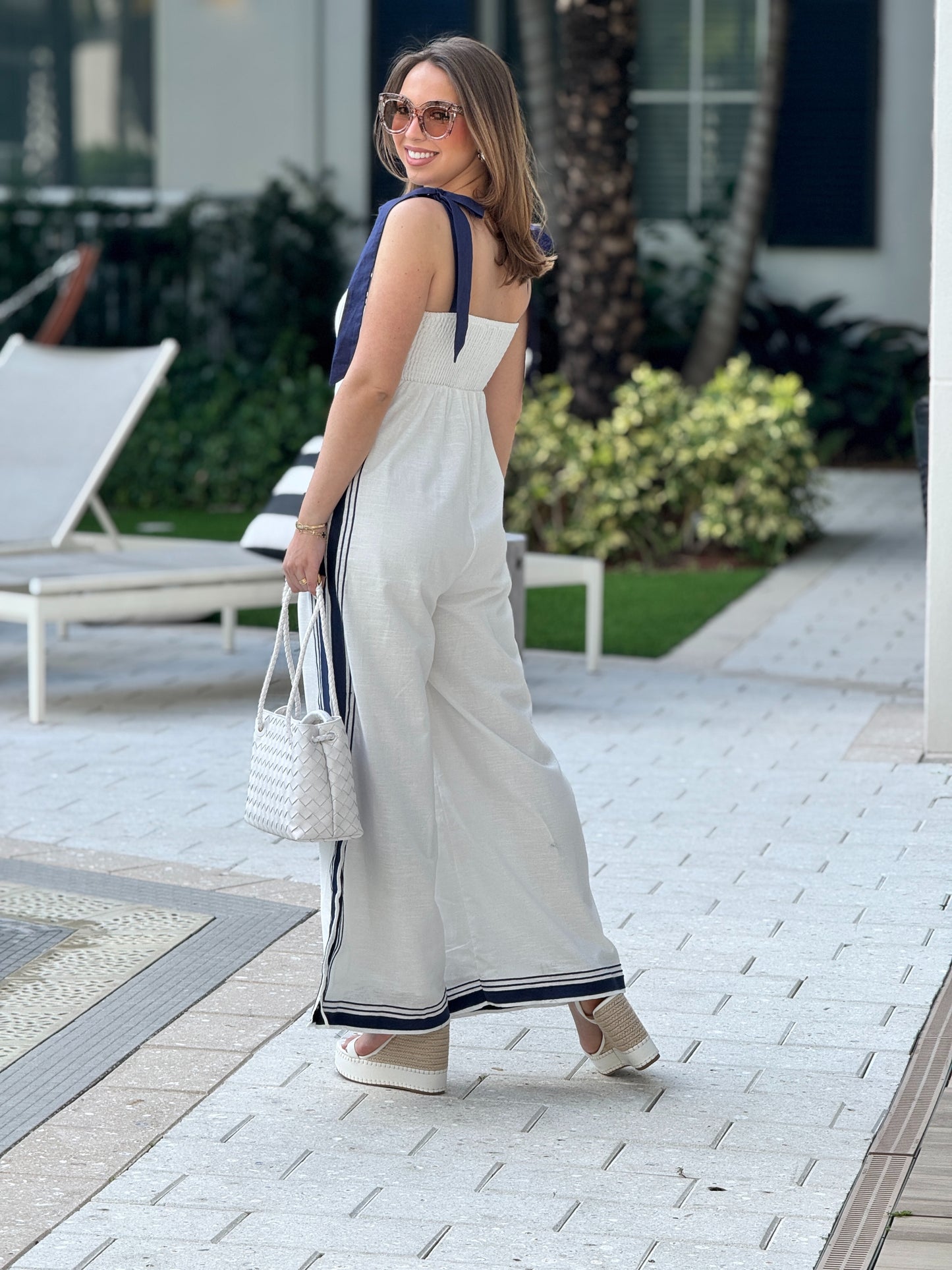 Barbara White/Navy Jumpsuit