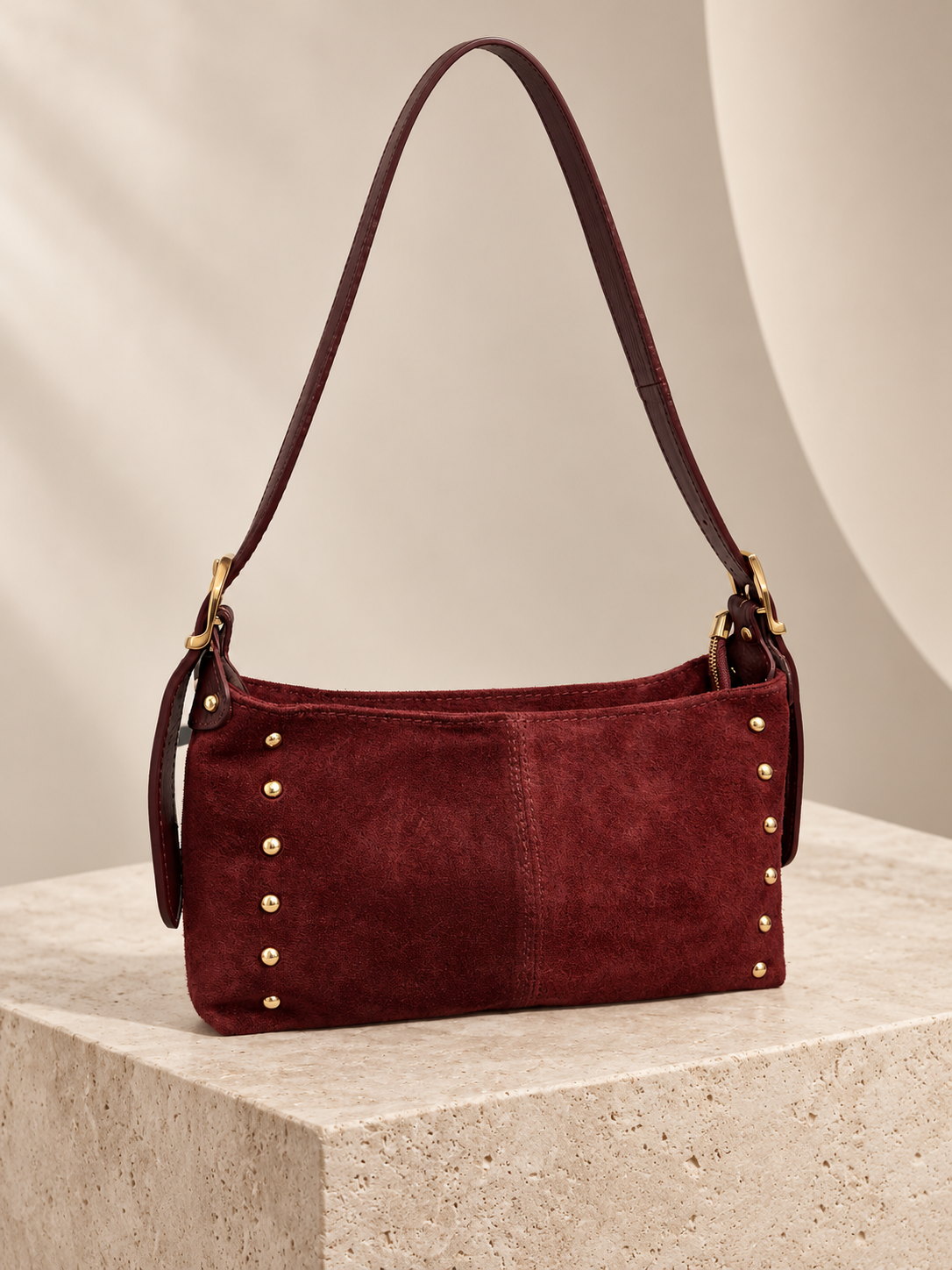 Italy Burgundy Suede HandBag