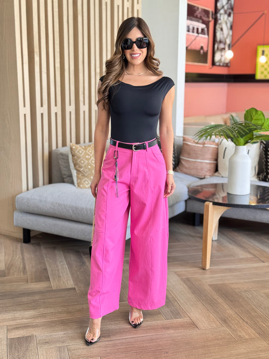 Gyna Fuscia Belt Pants