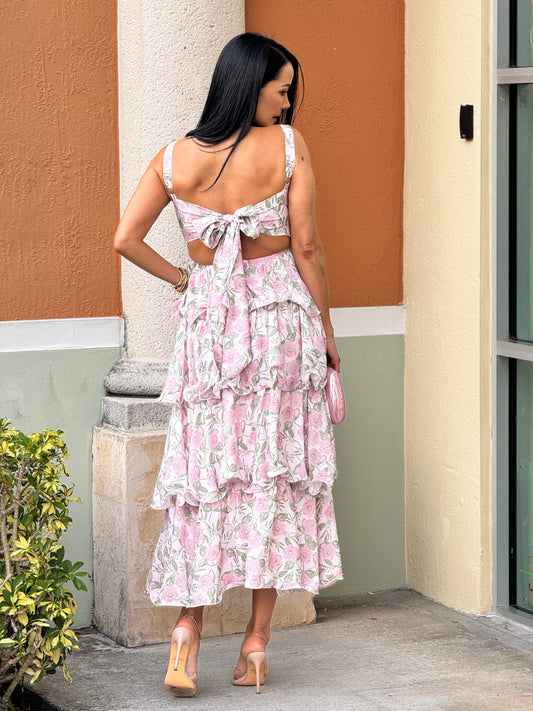 Meadow Pink Floral Layers Dress