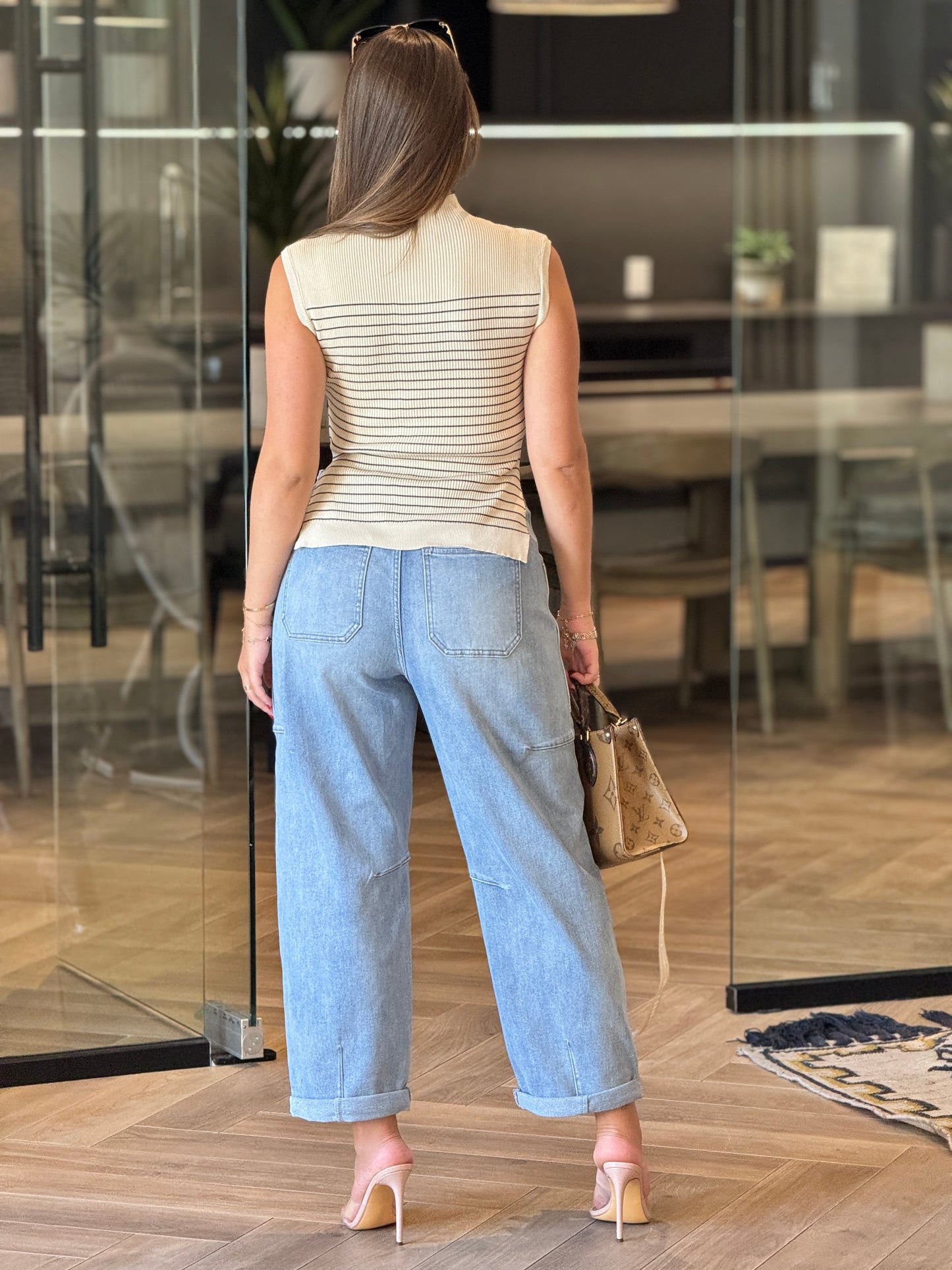 Glinda White/Black Lines Knitted Top