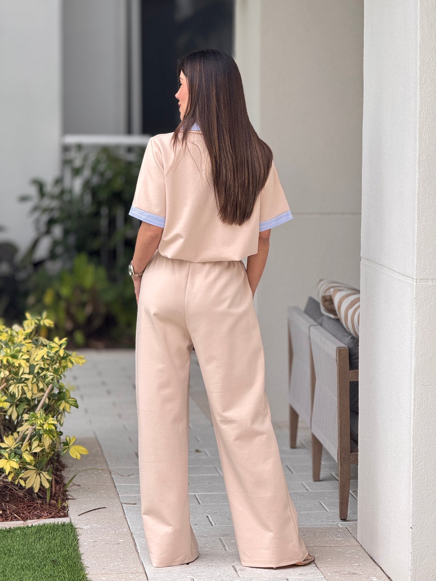 Turkish Beige/Blue Waistband Set