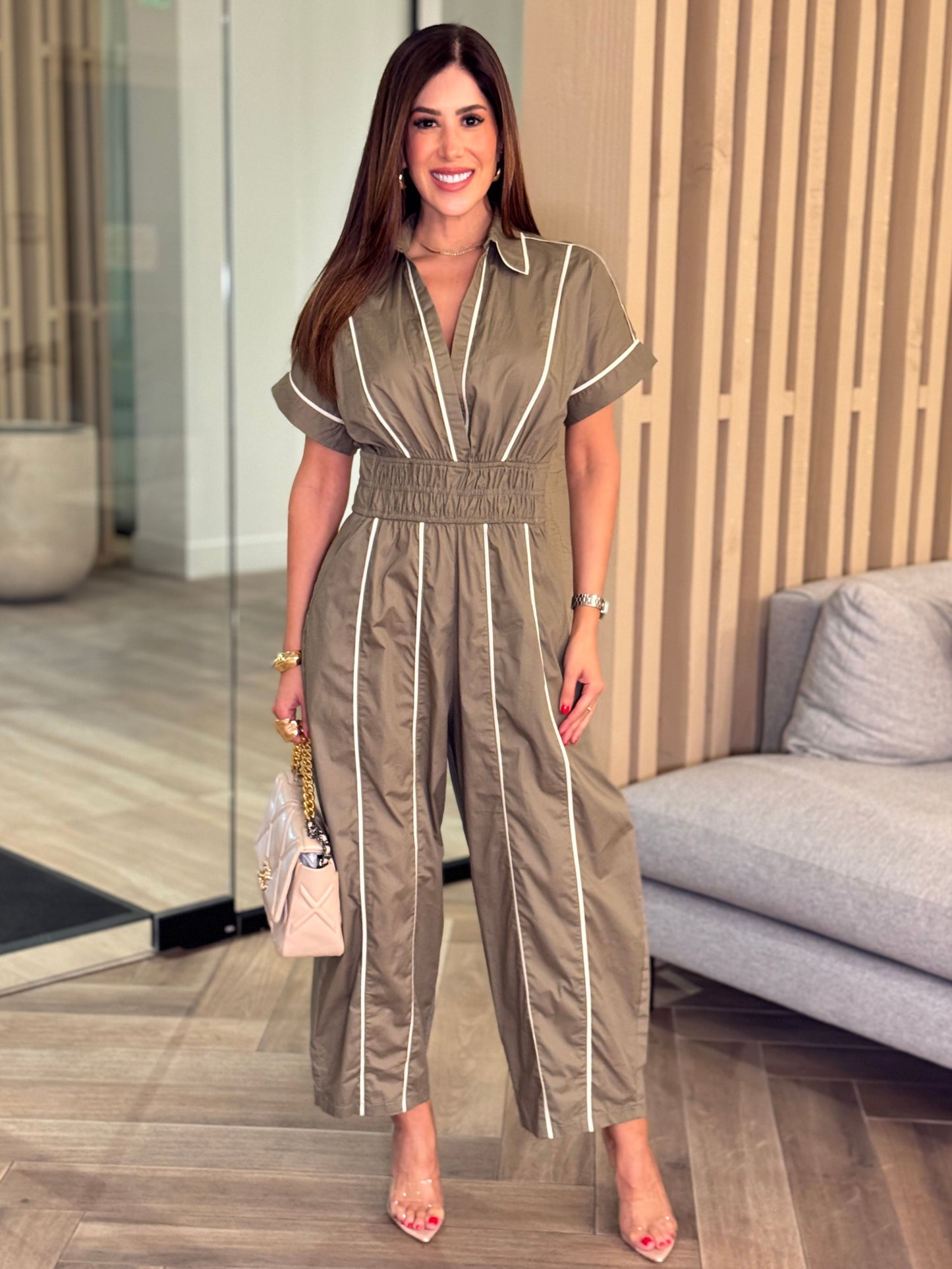 Kelsie Green Nylon Lines Jumpsuit