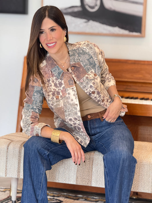 Risen Paisley Multi Block Print Jacket Top